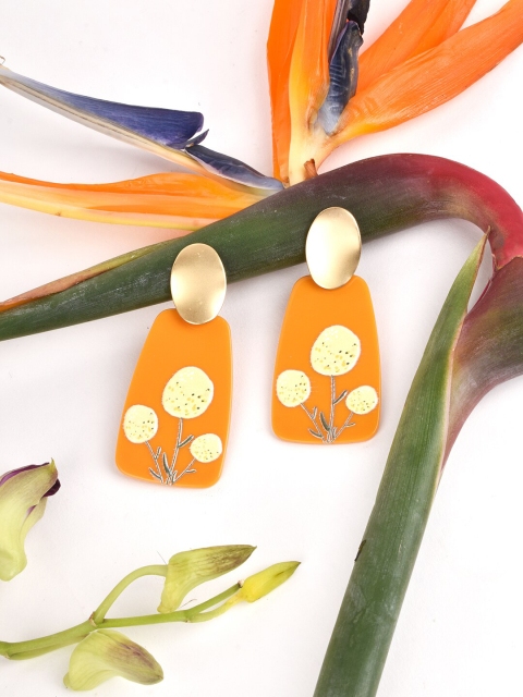 

JOKER & WITCH Multicoloured Contemporary Orange Floral Drop Earrings, Multi