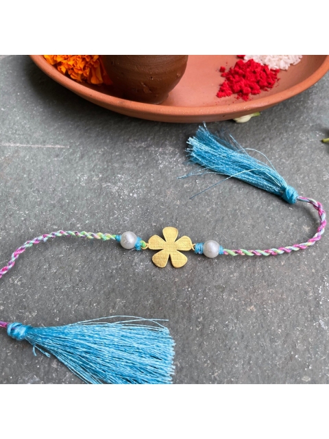 

Mitali Jain Blue & Gold-Toned Fleur Rakhi