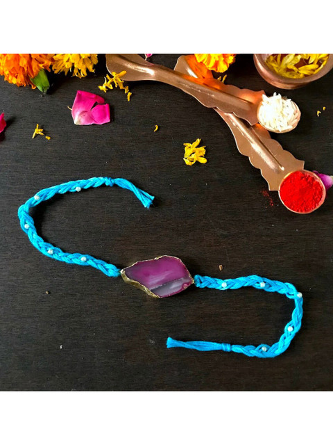 

Mitali Jain Blue And Pink Agate Rakhi
