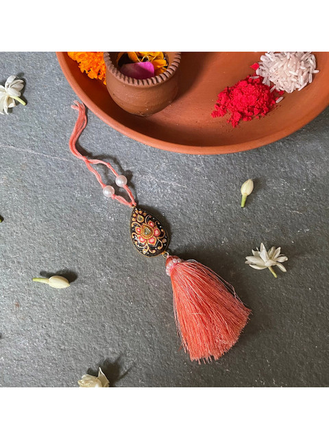 

Mitali Jain Orange & Black Pear Drop Lumba