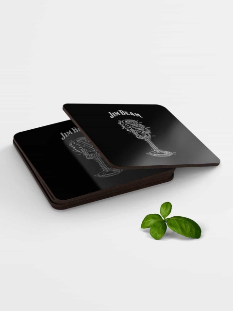 

macmerise Black Jim Beam Retro Mic Wooden Coasters
