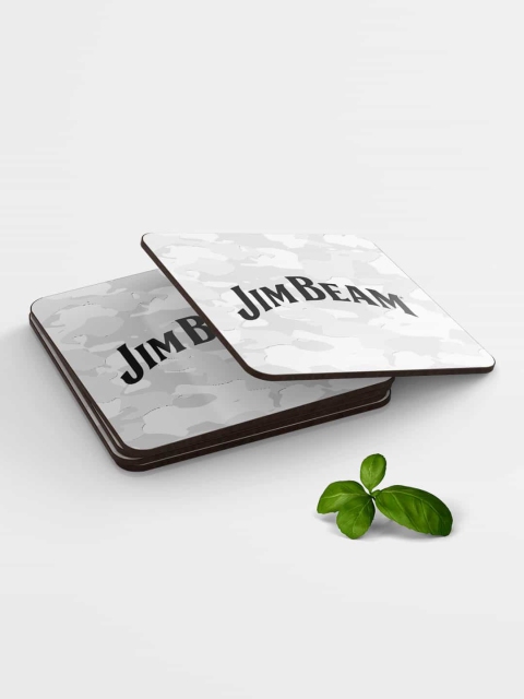 

macmerise White & Grey Printed Jim Beam Camo MDF Coasters, Multi