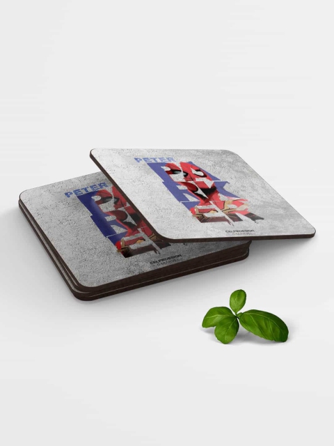 

macmerise Blue & Grey Printed MDF Peter Parker Grunge Coasters
