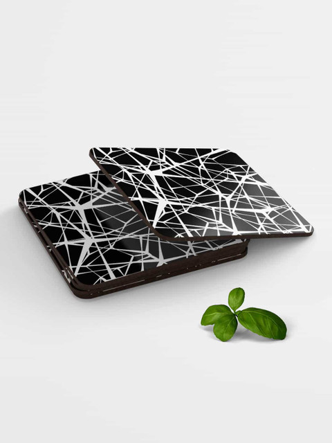 

macmerise Black & White Grunge Web Printed Square Coasters