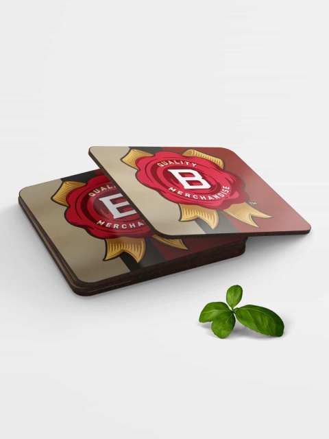 

macmerise Set Of 5 Red & Beige Jim Beam Logo Coasters, Multi