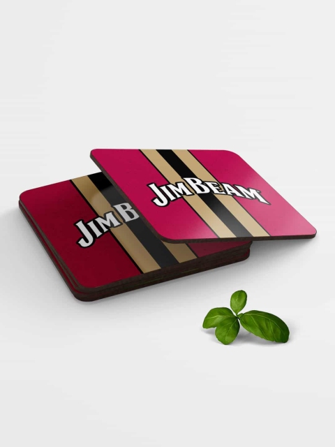 

macmerise Red & White Jim Beam Raspberry Printed Coasters, Multi