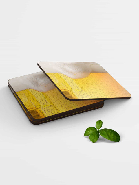 

macmerise Yellow Printed MDF Chug It Coaster