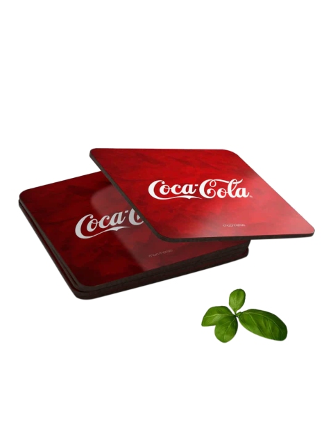 

macmerise Red Printed MDF Mist Coke Coasters