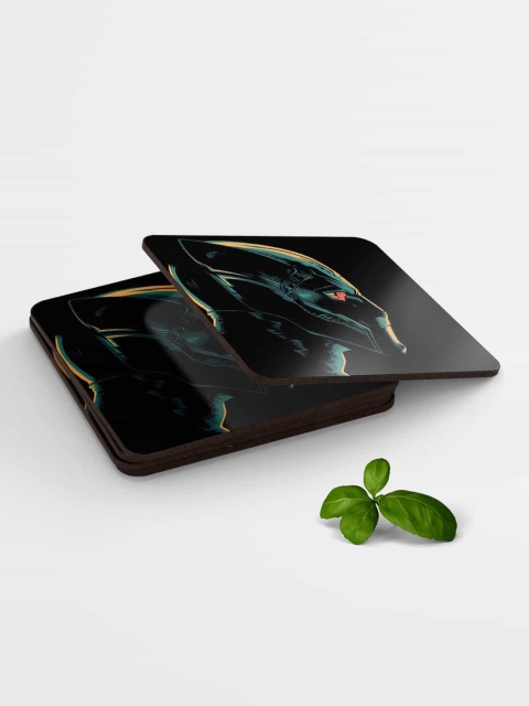 

macmerise Unisex Black Illuminated Black Panther Coasters