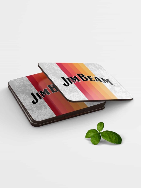 

macmerise White & Red Jim Beam Sun rays Stripes Coasters
