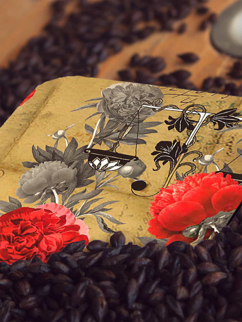 

macmerise Beige & Red Masaba Floral Printed Wooden Coasters