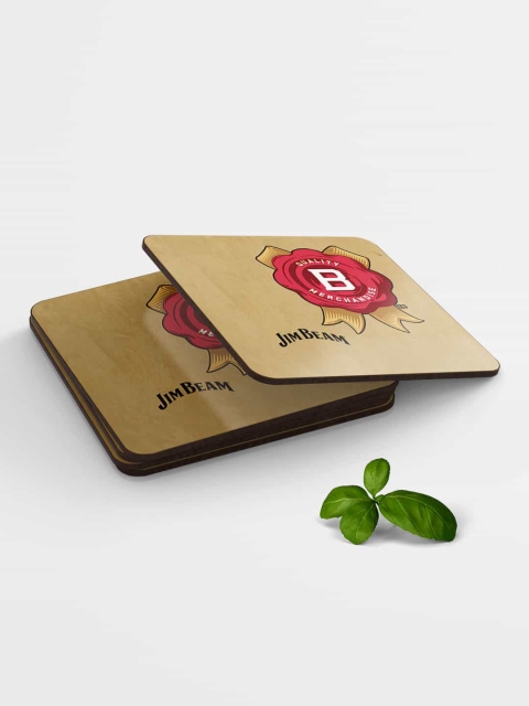 

macmerise Beige & Red Printed MDF Jim Beam Vintage Coaster