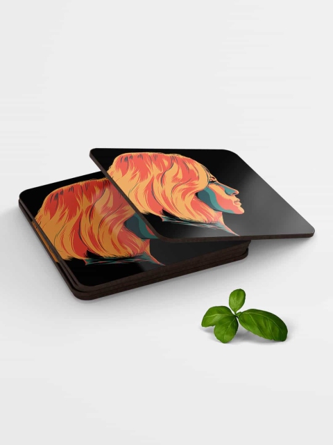 

macmerise Black & Orange Illuminated Black Widow Printed Coaster
