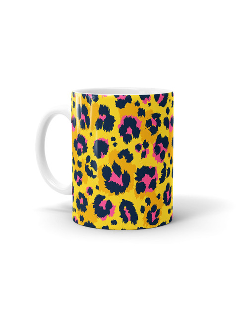 

macmerise Yellow & Navy Blue Navy Blue Navy Blue Printed Ceramic Glossy Mugs Set of Cups and Mugs