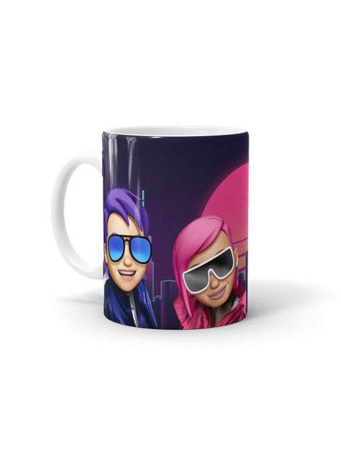 

macmerise Pink & Black Printed Ceramic Glossy Mugs Set of Cups and Mugs
