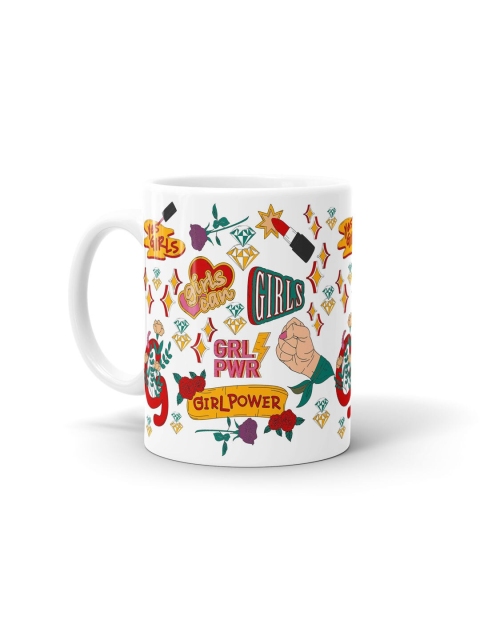

macmerise White & Yellow Printed Ceramic Glossy Mugs Set of Cups and Mugs