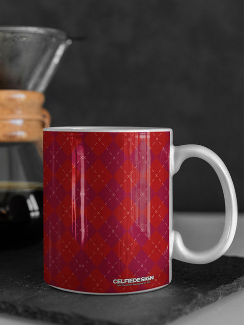 

macmerise White & Red Printed Ceramic Glossy Mugs Set of Cups and Mugs