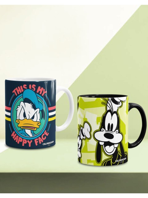

macmerise Multicoloured Printed Ceramic Glossy Mugs Set of Cups and Mugs, Multi