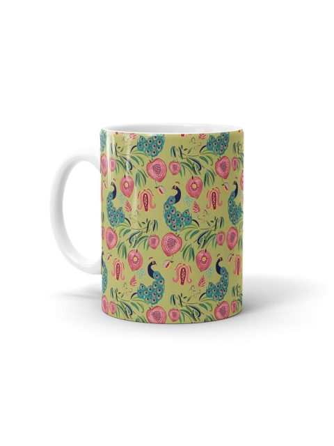 

macmerise Green & Pink Printed Ceramic Glossy Mugs Set of Cups and Mugs