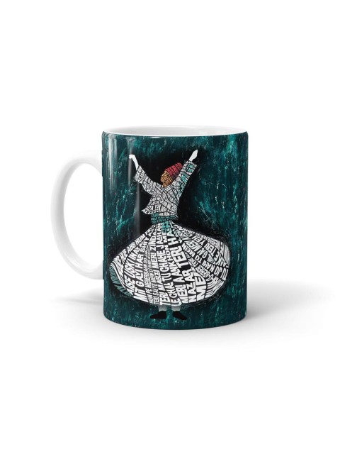 

macmerise Green & White Printed Ceramic Glossy Mugs Set of Cups and Mugs