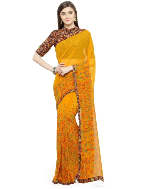 

Shaily Yellow & Green Pure Georgette Saree