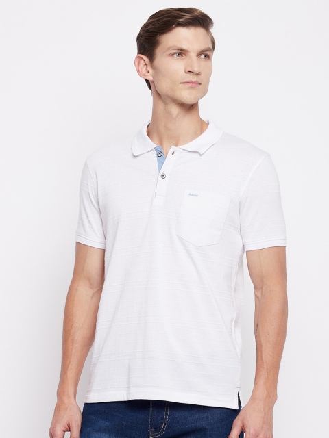 

Adobe Men White Polo Collar T-shirt