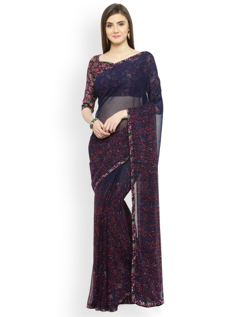 

KALINI Navy Blue Pure Georgette Saree