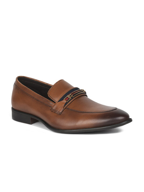 

Liberty Men Tan-Brown Solid Leather Formal Slip-Ons