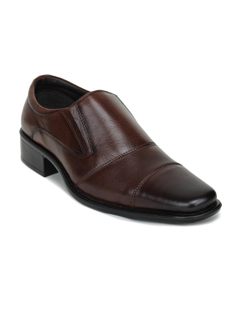

Liberty Men Tan-Brown Solid Leather Formal Slip-Ons