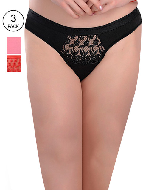 

Fleurt Women Pack Of 3 Assorted Cotton Hipster Briefs