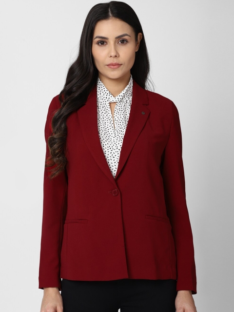 

Van Heusen Woman Maroon Solid Single-Breasted Casual Blazer