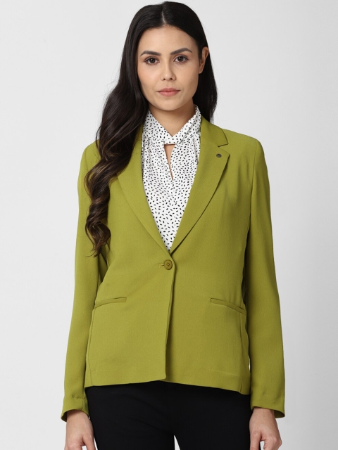 

Van Heusen Woman Green Solid Slim Fit Single Breasted Blazer