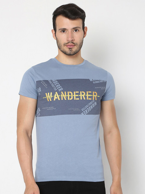 

Rex Straut Jeans Men Blue Typography Printed Slim Fit T-shirt