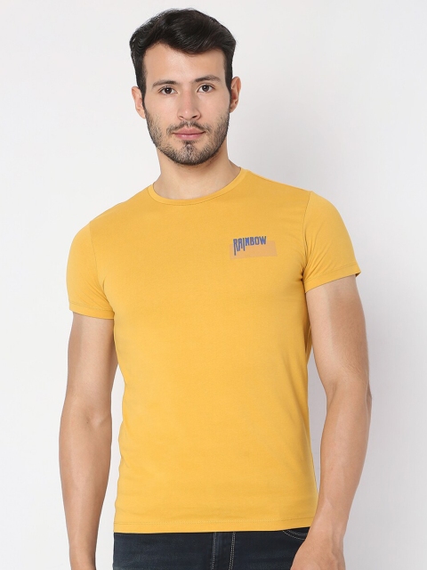 

Rex Straut Jeans Men Yellow Slim Fit T-shirt