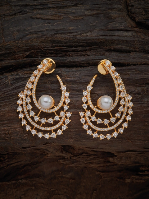 

Kushal's Fashion Jewelry Gold Toned Contemporary Studs Earrings, White