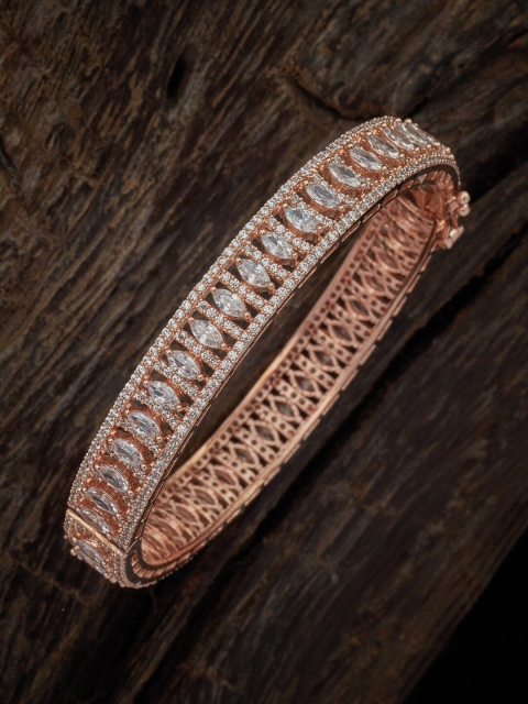 Kushal's Fashion Jewellery Rose-Gold Plated Cubic Zirconia Studded Bangle