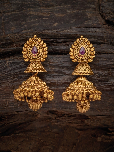 

Kushal's Fashion Jewellery Red Contemporary Jhumkas Earrings
