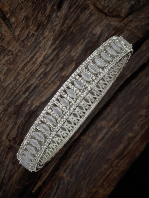 

Kushal's Fashion Jewellery Rhodium-Plated Grey CZ-Studded Bangle