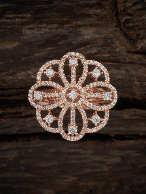 

Kushal's Fashion Jewellery Rose Gold-Plated White CZ Studded Finger Ring
