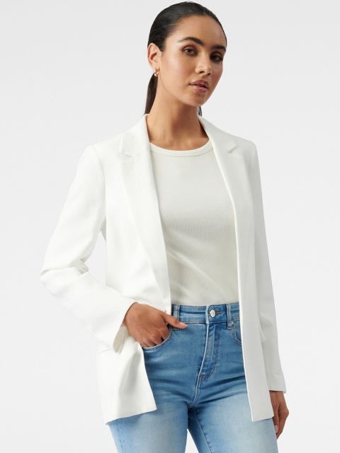

Forever New Women White Solid Single-Breasted Blazer