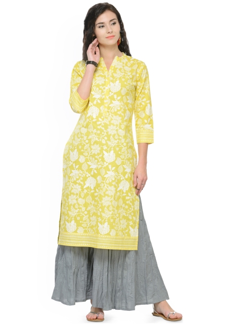 

Varanga Yellow And White Printed Kurta Witth Palazzo