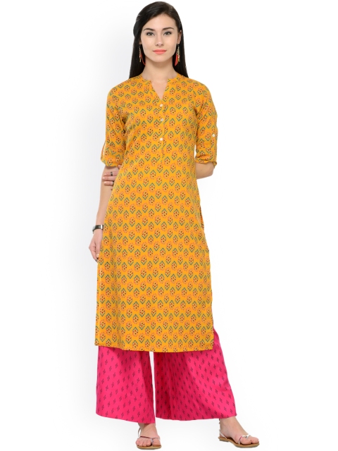 

Varanga Mustard Printed Straight Kurta Witth Palazzo