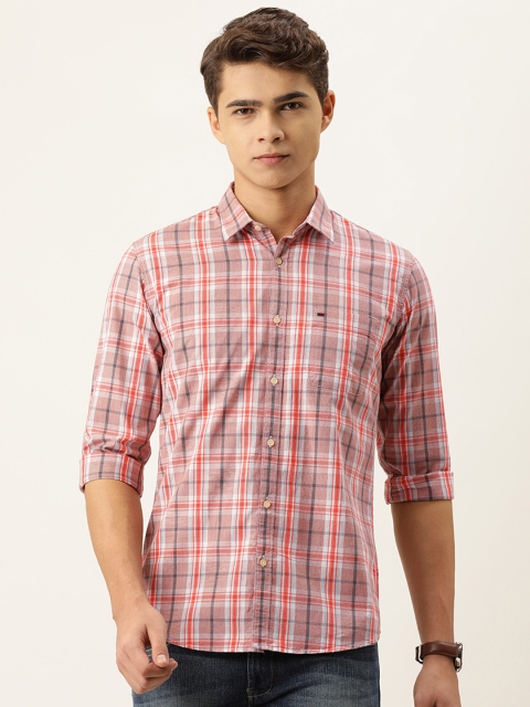 

Peter England Men Pink & Multicolour Checked Slim Fit Casual Shirt