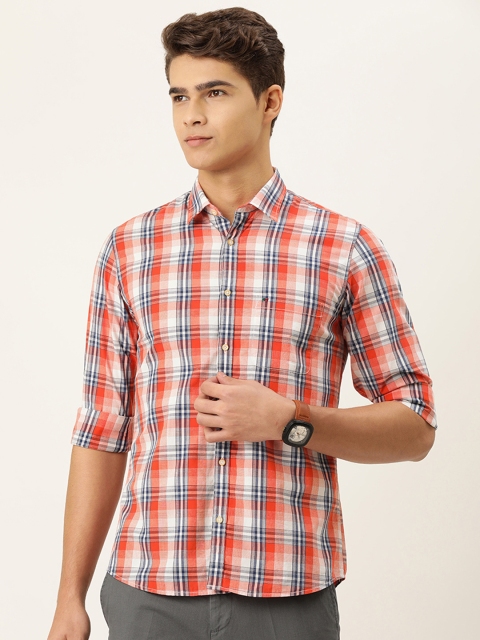 

Peter England Men Red & White Checked Slim Fit Casual Shirt