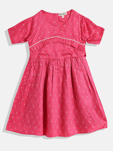 

Bella Moda Girls Red Printed A-Line Cotton Dress