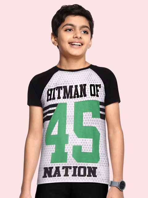 

GAME BEGINS Boys White & Black Varsity Print T-shirt