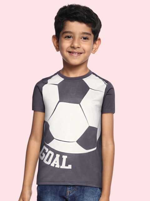 

GAME BEGINS Boys Charcoal Grey & White Football Print T-shirt