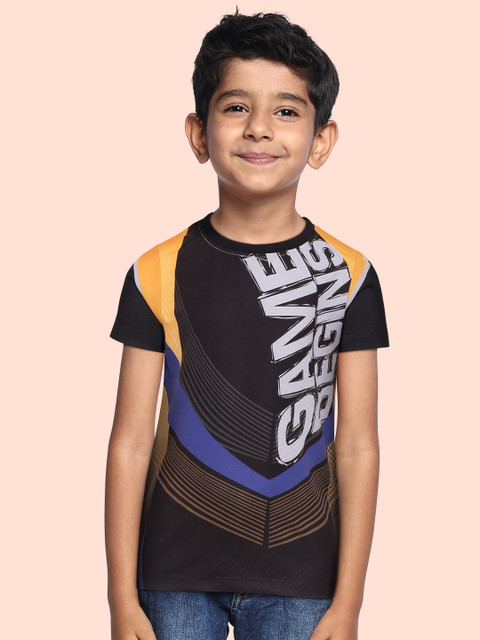 

GAME BEGINS Boys Black & Grey Brand Logo Print T-shirt