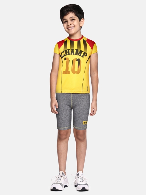 

GAME BEGINS Boys Yellow & Red Graphic Printed T-shirt with Shorts