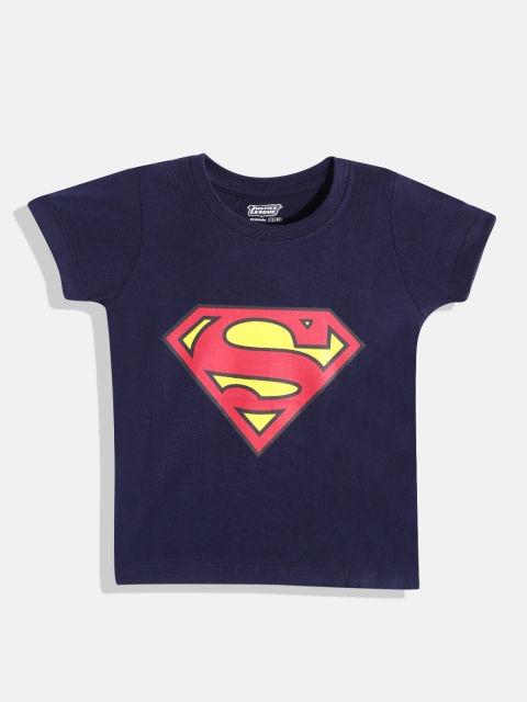 

GAME BEGINS Boys Navy Blue & Red Superman Printed Cotton T-shirt